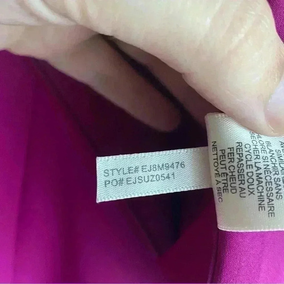 Eliza J Magenta Asymmetric Sheath Dress Ruffle Hem Cap Sleeve Off the Shoulder 4 - Picture 8 of 8